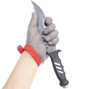 316L Stainless steel mesh glove textile strap hand safety gloves for personal protective equipment meat processing