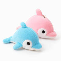 Vente en gros d'usine : Collection de jouets en peluche dauphin bleu rose doux de 8 pouces, idéale pour les cadeaux de fête et les coffrets cadeaux pour enfants