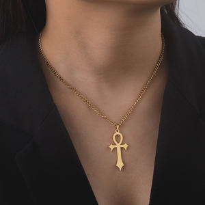 Myshape Acero inoxidable antiguo egipcio Ankh <span class=keywords><strong>Cruz</strong></span> collar clave vida protección <span class=keywords><strong>amuleto</strong></span> para Mujeres Hombres africanos cadenas joyería - Product Image 5