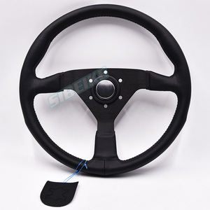 JDM Racing Culture-Volante de cuero de microfibra plano para coche, Volante <span class=keywords><strong>Universal</strong></span> deportivo de 14 pulgadas, accesorios para coche - Product Image 1