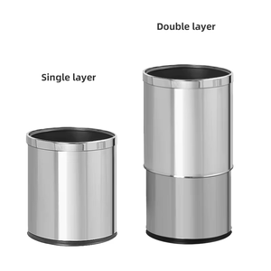Poubelle de rangement debout en acier inoxydable <span class=keywords><strong>monocouche</strong></span>/bicouche de 12 L, surface <span class=keywords><strong>satin</strong></span>ée, poubelle écologique pour bureau, hôtel - Product Image 3