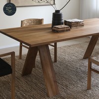 Ensemble table et chaises de salle à manger 4 places en bois massif style vintage Wabi-Sabi, assemblage requis, mobilier de maison