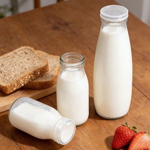 Bouteille en <span class=keywords><strong>verre</strong></span> pour lait 100 ml - <span class=keywords><strong>1</strong></span> <span class=keywords><strong>litre</strong></span>, ronde, avec couvercle hermétique estampé or, idéale pour la fabrication de kombucha, de bière maison, de jus et de smoothies - Product Image 4
