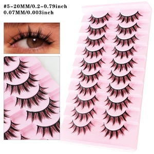 Dix paires de faux cils véganes en PBT à tige rigide, effet naturel, style <span class=keywords><strong>Manga</strong></span> Little Devil, pour un regard éclatant et épaissi - Product Image 3