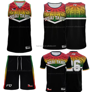 Uniformi da <span class=keywords><strong>Basket</strong></span> Maori Personalizzate FQ, Magliette con Design Tatuato, Canotte e Pantaloncini, Bandiera Maori e Motivo a <span class=keywords><strong>Felce</strong></span>, Maglie da <span class=keywords><strong>Basket</strong></span> per Uomo - Product Image 3