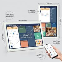 Wandmontierter WLAN 15,6-Zoll FHD IPS Touchscreen Holz Familien-Terminplaner Aufgabenplaner Digitaler Elektronischer MP4/MP3-Organizer