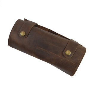 Crazy Horse Genuine Leather Hairdressing <b>Tool</b> Case, Scissors <b>Tool</b> <b>Bag</b>, Foldable Storage <b>Roll</b> - Product Image 4