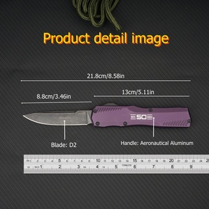 Couteau de camping For 9000 Clip Point avec lame en acier inoxydable D2, manche en aluminium aérospatial, longueur totale 21,8 cm, manche violet - Product Image 6