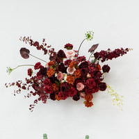 Nouvelle Arrivée Boule de Fleurs d'Hortensia en Soie Décoration de Couloir de Mariage Centre de Table Rose Artificielle Rouge Bourgogne Décoration de Table