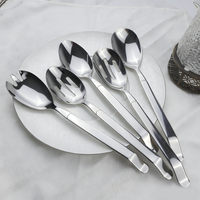 Lot de cuillères de service en acier inoxydable poli miroir, ajourées et pleines, pour hôtels, restaurants et banquets