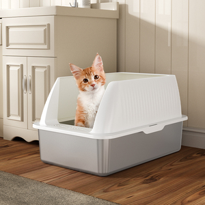 Lettiera per Gatti in Acciaio Inox Durevole con Coperchio, Taglia XL per Gatti Grandi, Design Alto, Ecologica, Controllo Odori, Capacità 65L, Facile da Pulire - Product Image 1