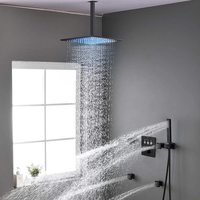 Système de douche pluie thermostatique Chrome Robinet de douche Ensemble combiné avec inverseur Jets de douche de salle de bain moderne