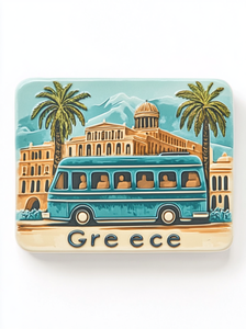 Aimant de réfrigérateur en résine imprimé UV personnalisé effet relief moderne mettant en vedette l'architecture de la ville de Grèce <span class=keywords><strong>voyage</strong></span> - Product Image 4