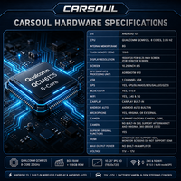 CARSOUL Layar Sentuh IPS 10.25 Inci Wireless CarPlay Android Auto Pemutar Multimedia Mobil GPS Navigasi Head Unit 1280*480