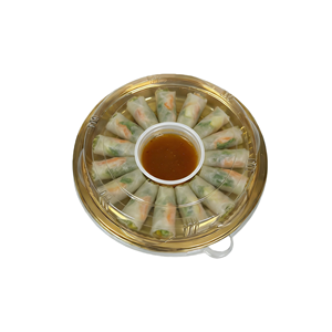 Mini Bandeja para Sushi Desechable de Plástico PET Dorado, Contenedor Redondo Personalizado de 5/<span class=keywords><strong>6</strong></span> Pulgadas para Pastel, Caja de Empaque para Sushi y Rollitos Primavera con Tapa - Product Image 5