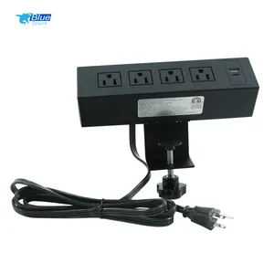 4 çıkış 2 USB kelepçe masası soketi tip C klip masaüstü güç soketi dikdörtgen 125V 12A abd standart masa güç soketi