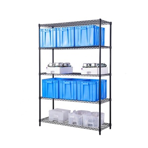 מדפי מתכת מצופים אפוקסי שחור לאחסון, ניקוי אבק, למפעלים וסדנאות, במחיר זול, מיצרן מדפים. - Product Image 1