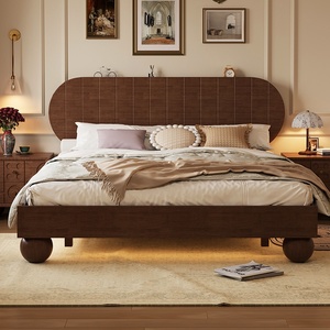 Modern Double <strong>Bed</strong> Frame <strong>Solid</strong> <strong>Wood</strong> Storage Drawers American/French Vintage Design Queen Low <strong>Box</strong> for Bedroom Sets Home Furniture - Product Image 3