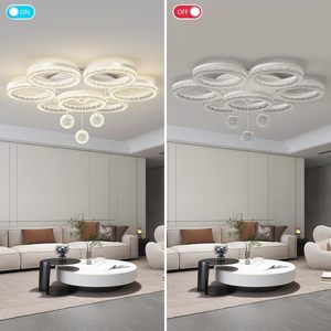 आधुनिक क्रिस्टल छल्ले छत की रोशनी, सफेद ग्लोब चेंडेलियर एक्रिलिक बड़े नेतृत्व वाले कमरे के लिए प्रकाश स्थिरता - Product Image 5