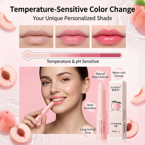 Baume à lèvres hydratant naturel en stick, teinté, changeant de couleur selon la température, pêche, maquillage quotidien, logo personnalisé, vente en gros - Product Image 3