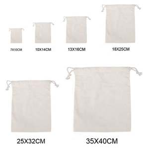 Wholesale Custom 100% Eco-Friendly Recycle Reusable Small Cotton <b>Drawstring</b> Bags Folding Style - Product Image 3