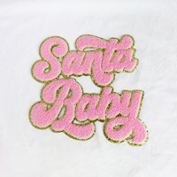 En gros Personnalisé Rouge Vert Père Noël Broderie Patch Claus Noël Fer Sur Lettre Patch Vêtements Décoration Chenille Patches