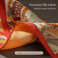 Écharpe de festival en satin de soie bio à motif animalier, impression numérique, cadeau pour femme, 90*90cm