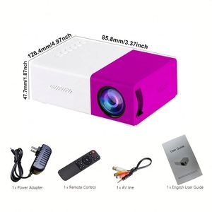 Proyector LED con USB, Mini Proyector Portátil, Control Remoto, Proyector de Películas para Interiores/Exteriores YG300 Morado - Product Image 6