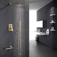 Legokingones douche carré salle de bain, salle de bain-douche en or brossé, robinet de douche à pluie mural ou plafond