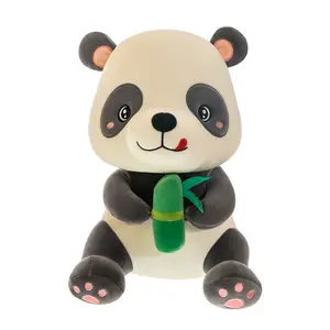 Panda peluş yastık Panda yumuşak oyuncak bambu sıcak satış süper yumuşak stokta OEM/ODM küçük sevimli doldurulmuş hayvanlar peluş bebek