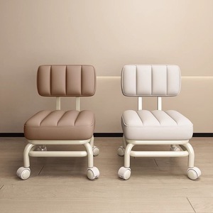 Modern Kids Rolling <b>Stool</b> with Backrest <b>Cushioned</b> Ottoman on Casters for Home Study Playroom - Product Image 1