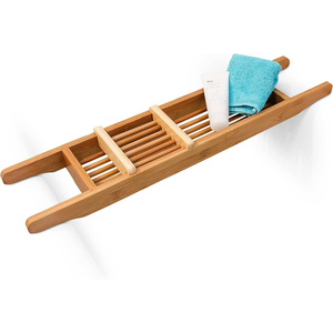 Vassoio portaoggetti in bambù <span class=keywords><strong>per</strong></span> vasca da bagno con <span class=keywords><strong>portasapone</strong></span> regolabile <span class=keywords><strong>per</strong></span> <span class=keywords><strong>doccia</strong></span> e vasca - Product Image 1