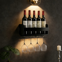Porte-vin en bois pour mur, pour vin rouge et verres à pied / Idéal pour les maisons, les bars, les KTV / Indispensable pour l'exposition de vin en bois