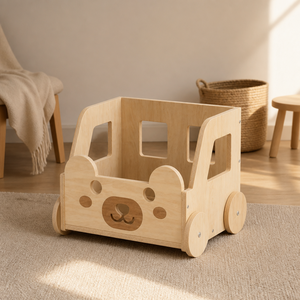 Bibliothèque mobile en bois en forme d'ours pour enfants, avec bacs de rangement et roulettes, <span class=keywords><strong>coffre</strong></span> à jouets roulant, meuble de chambre d'enfant, étagère à livres pour enfants - Product Image 4