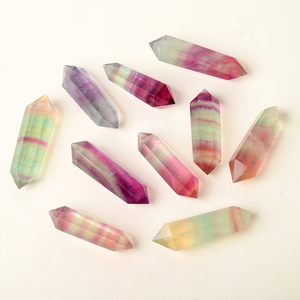Vente en gros de points de cristal décoratifs de haute qualité, fluorite arc-en-ciel à double terminaison pour souvenirs - Product Image 5