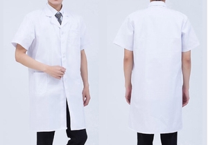 Bata de laboratorio para estudiantes, tejido blanco de manga larga y corta, 3XL para <span class=keywords><strong>farmacia</strong></span>, médico, enfermera, fábrica de alimentos, taller, ropa de trabajo para hombres y mujeres - Product Image 3