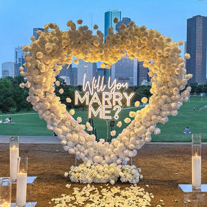 Arco di Fiori a Forma di Cuore con Luci LED in Acrilico, Decorazione Floreale Artificiale per Sfondo Matrimoniale - Product Image 3
