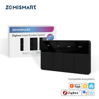 Interruptor Inteligente Horizontal Zemismart Tuya Zigbee con Pantalla, Nombre Personalizable, 1/2/3/4 Botones, Sensor de Radar para Automatización del Hogar Inteligente