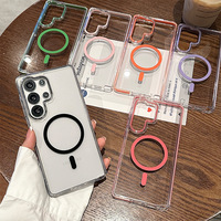 Étui magnétique hybride TPU+PC transparent anti-jaunissement de haute qualité, résistant aux chocs, pour Samsung S25 S24 Ultra, design luxueux