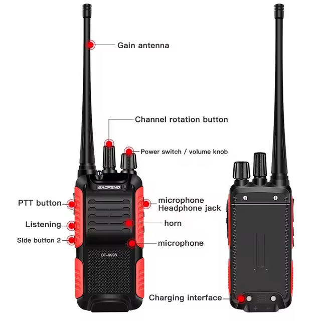 BaoFeng Bf-999S High Quality Portable Uhf 16 Channels 5Km Waki Baofeng Ham Radio Communicator 5W Handheld Walkie Talkie Radio