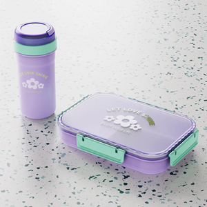 Boîte à lunch en plastique avec couvercle, motif dessin animé mignon, gourde incluse, compatible micro-ondes, portable, hermétique, 3 compartiments, pour la rentrée scolaire - Product Image 4