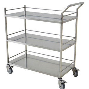 Carrito de servicio de acero inoxidable de 3 niveles, carrito de utilidad de cocina con organizador de almacenamiento de doble estante - Product Image 1