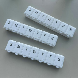 Custom Logo Printable Braille 7 Compartment Pill Box Single Row Promotional Weekly Organizer