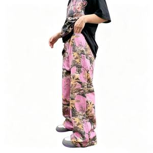 <span class=keywords><strong>Pantaloni</strong></span> Larghi Vintage con Stampa Mimetica Rosa Giungla, <span class=keywords><strong>Pantaloni</strong></span> Oversize a Gamba Larga per <span class=keywords><strong>Uomo</strong></span>, Stile Hip Hop Urbano Casual per Uso Quotidiano - Product Image 4