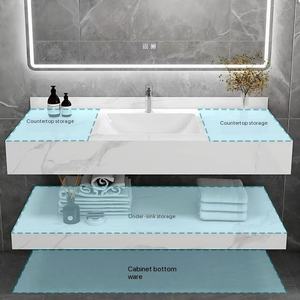 Mueble de Baño Moderno de Doble Capa con <span class=keywords><strong>Lavabo</strong></span> de Cerámica Integrado en Losa de Roca, Montado en la Pared, Combinación de <span class=keywords><strong>Lavabo</strong></span> y WC - Product Image 5