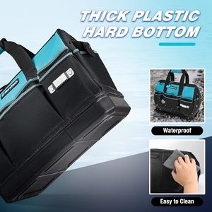 वाटरप्रूफ हार्ड बॉटम के साथ भारी शुल्क उपकरण बैग, उपकरण बैग 18 जेब के साथ व्यापक खुले मुंह, पोर्टेबल टूलबैग - Product Image 3