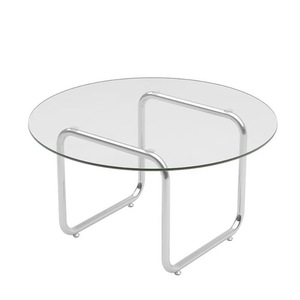 Mesa de Centro Redonda de Acero Inoxidable y Vidrio Templado, Estilo Moderno Italiano Minimalista, Mueble para el Hogar, Uso en Múltiples Habitaciones - Product Image 2