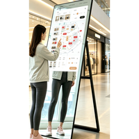 Espejo Inteligente Mágico de 43 Pulgadas con Pantalla Táctil Android, Espejo Digital Publicitario con Base Metálica para Gimnasio