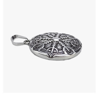 Collier pendentif bouclier viking MECYLIFE en acier inoxydable, bijoux vikings nordiques pour hommes, collier runique