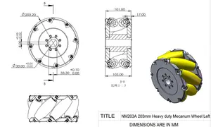 도매 페이로드 500kg 폴리 우레탄 코팅 롤러 휠 203mm mecanum 바퀴 NM203A